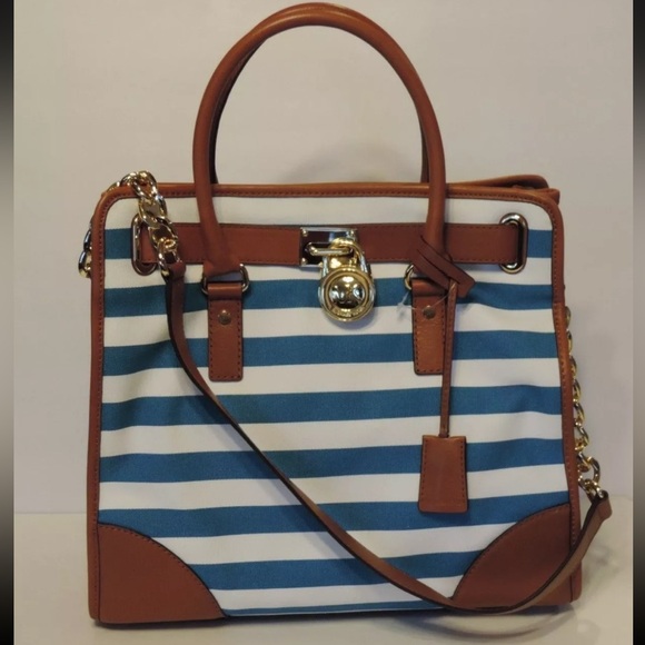 michael kors hamilton canvas striped tote - Picture 1 of 7
